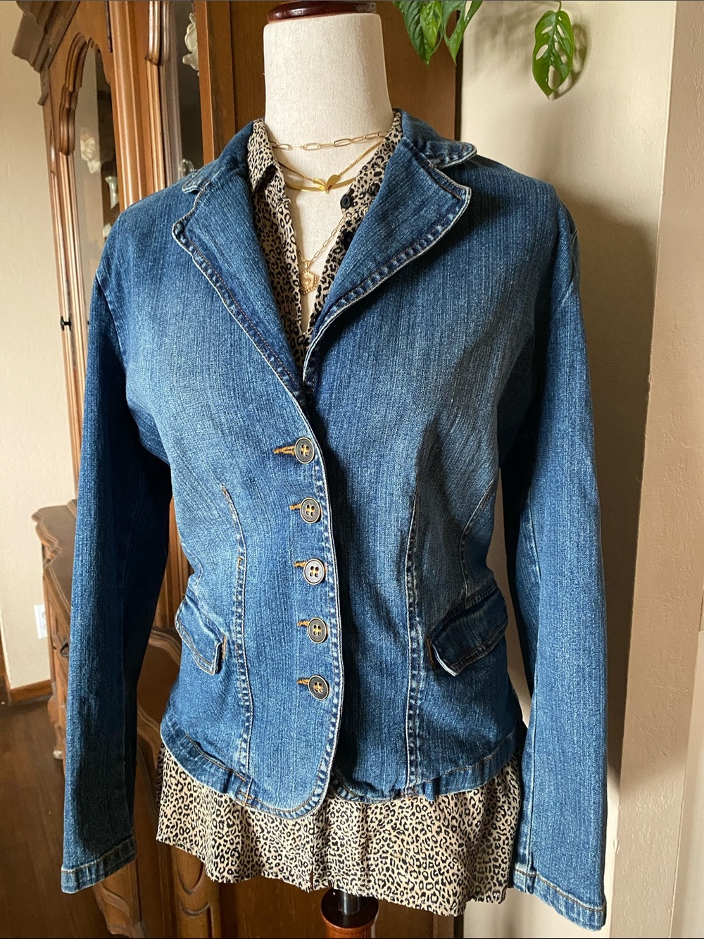 St. John's Bay Dark Blue Denim Button-Front Jacket